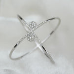 Load image into Gallery viewer, Orbit Diamond Ring, Criss Cross Ring, 14k Solid Gold, Natural Diamonds, Double Band X Ring, Stackable Minimalist Jewelry, Ready To Ship