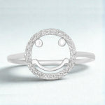 Load image into Gallery viewer, Smiley Diamond Ring, 14k Solid Gold, Natural Diamonds, Emoji Friendship Ring, Everyday Stackable Jewelry, Ready To Ship