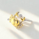 Load image into Gallery viewer, Zodiac Crab Diamond Ring, 14k Solid Gold, Natural Diamonds, Cancerian Sign, Minimalist Everyday Jewelry, Ready To Ship