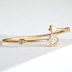 Load image into Gallery viewer, Star Triangle Natural Diamond Bracelet: 14k Solid Gold Mother Of Pearl Dual Styling Cuff Bangle, Statement Jewellery, Certified Jewelry