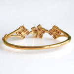 Load image into Gallery viewer, Floral Cluster Natural Diamond Bracelet: 14k Solid Gold Mother Of Pearl Statement Bangle Jewellery, Certified Jewelry