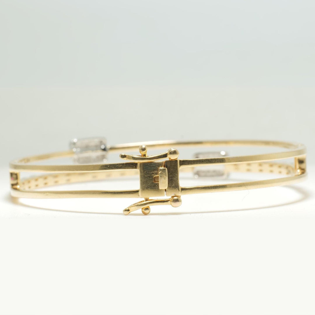 Baguette & Round Diamond Cuff Bracelet, 14k Solid Gold, Natural Diamonds, Cluster Illusion Bracelet, Statement Jewelry, Stackable Bangle
