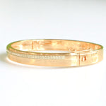 Load image into Gallery viewer, Pavé Diamond Broad Bangle Bracelet, 14k Solid Gold, Natural Diamonds, Layering Statement Bracelet, Minimal Stackable Cuff, Bridal Jewelry