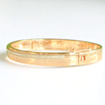 Load image into Gallery viewer, Pavé Natural Diamond Broad Bangle Bracelet: 14k Solid Gold Layering Bridal Cuff Jewellery, Certified Jewelry