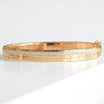 Load image into Gallery viewer, Pavé Natural Diamond Broad Bangle Bracelet: 14k Solid Gold Layering Bridal Cuff Jewellery, Certified Jewelry