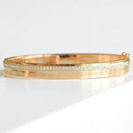 Load image into Gallery viewer, Pavé Diamond Broad Bangle Bracelet, 14k Solid Gold, Natural Diamonds, Layering Statement Bracelet, Minimal Stackable Cuff, Bridal Jewelry