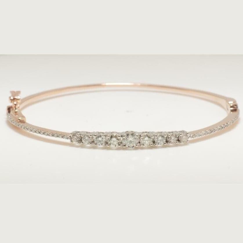 Solitaire Diamond Cuff Bracelet, 14k Solid Gold, Natural Diamonds, Stackable Bangle Bracelet, Minimalist Statement Jewelry