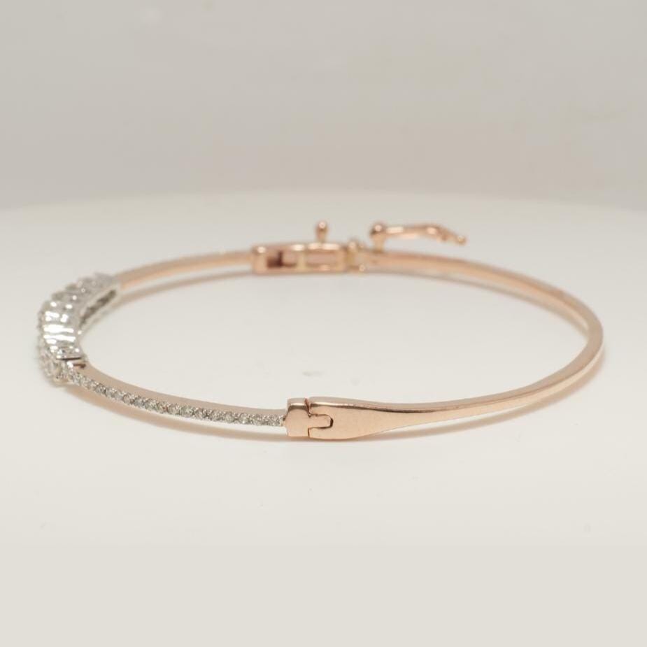 Solitaire Diamond Cuff Bracelet, 14k Solid Gold, Natural Diamonds, Stackable Bangle Bracelet, Minimalist Statement Jewelry