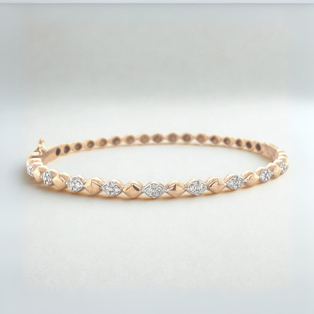 Bubble Drop design bangle bracelet, 14k Solid Gold, Natural Diamonds, Ready To Ship, Women's Day Gift