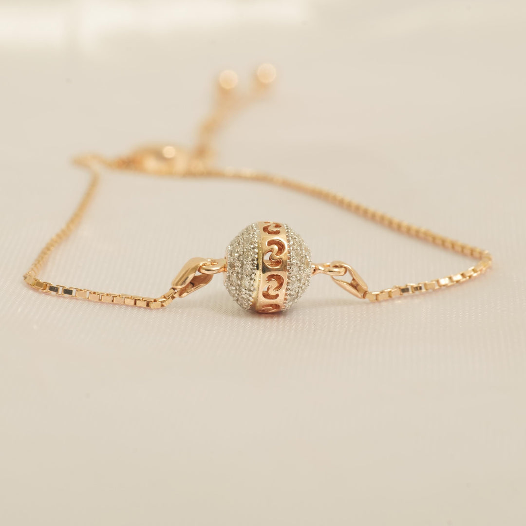 Orb Diamond Bolo Bracelet, 14k Solid Gold Adjustable Bracelet, Natural Diamonds, Ready To Ship, Women's Day Gift