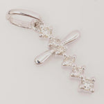 Load image into Gallery viewer, Cross Drop Diamond Pendant, 14k Solid Gold, Natural Diamonds, Religious Adjustable Necklace, Minimalist Everyday Jewelry