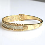 Load image into Gallery viewer, Gold Beaded Diamond Broad Bracelet, 14k Solid Gold, Natural Diamonds, Cluster Pave Bangle, Statement Bangle Bracelet, Stackable Jewelry