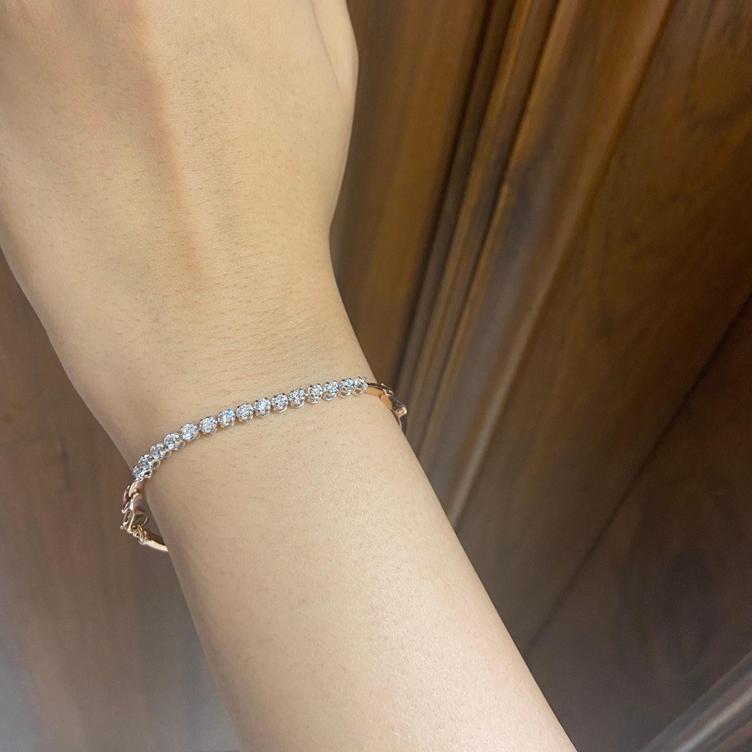 Half Eternity Diamond Bracelet, 14k Solid Gold, Diamond, Natural Diamonds, Stackable Statement Bracelet, Everyday Minimalistic Jewelry