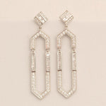 Load image into Gallery viewer, Hexagonal Dangle Diamond Earrings, 14k Solid Gold, Natural Diamonds, Geometric Statement Earrings, Bridal Drop Long Earrings