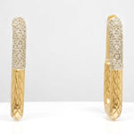 Load image into Gallery viewer, Carabiner Diamond Huggie Hoop Earrings, 14k Solid Gold, Natural Diamonds, Textured Link Earrings, Dual Tone Statement Jewelry