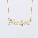 Load image into Gallery viewer, Manifest Natural Diamond Pendant Necklace, 14k Solid Gold Name Affirmation Jewelry, IGI Certified, Ready To Ship