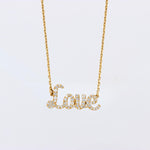 Load image into Gallery viewer, Love Natural Diamond Script Word Necklace: 14kt Solid Gold Inspirational Jewellery, Certified Jewelry, Ready To Ship
