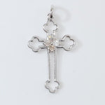 Load image into Gallery viewer, Floral Cross Diamond Pendant, 14k Solid Gold, Natural Diamonds, IGI Certified, Religious Adjustable Necklace, Everyday Jewelry, Gift for Her