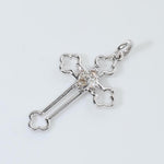 Load image into Gallery viewer, Floral Cross Natural Diamond Everyday Pendant: 14k Solid Gold Religious Faith Necklace, Certified Jewelry