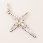 Load image into Gallery viewer, Star Cross Natural Diamond Cluster Pendant: 14k Solid Gold Minimalistic Everyday Jewellery, Certified Jewelry