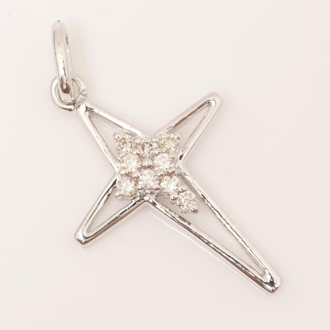 Star Cross Diamond Cluster Pendant,14k Solid Gold, Natural Diamonds, Cross Necklace with Adjustable Chain, Minimalistic Everyday Jewelry