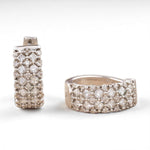 Load image into Gallery viewer, Wide Band Huggie Diamond Earrings, 14k Solid Gold, Natural Diamonds, Pavé Statement Hoop, Cocktail Party Jewelry, Wedding Earrings