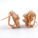 Load image into Gallery viewer, Flower Halo Diamond Huggie Earrings, 14k Solid Gold, Natural Diamonds, Cluster Baguette Cocktail Jewelry, Statement Wedding Earrings