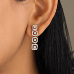 Load image into Gallery viewer, Geometric Diamond Dangle Earrings, 14K Solid Gold, Natural Diamonds, Halo Baguette Square Drop, Cocktail Statement Jewelry