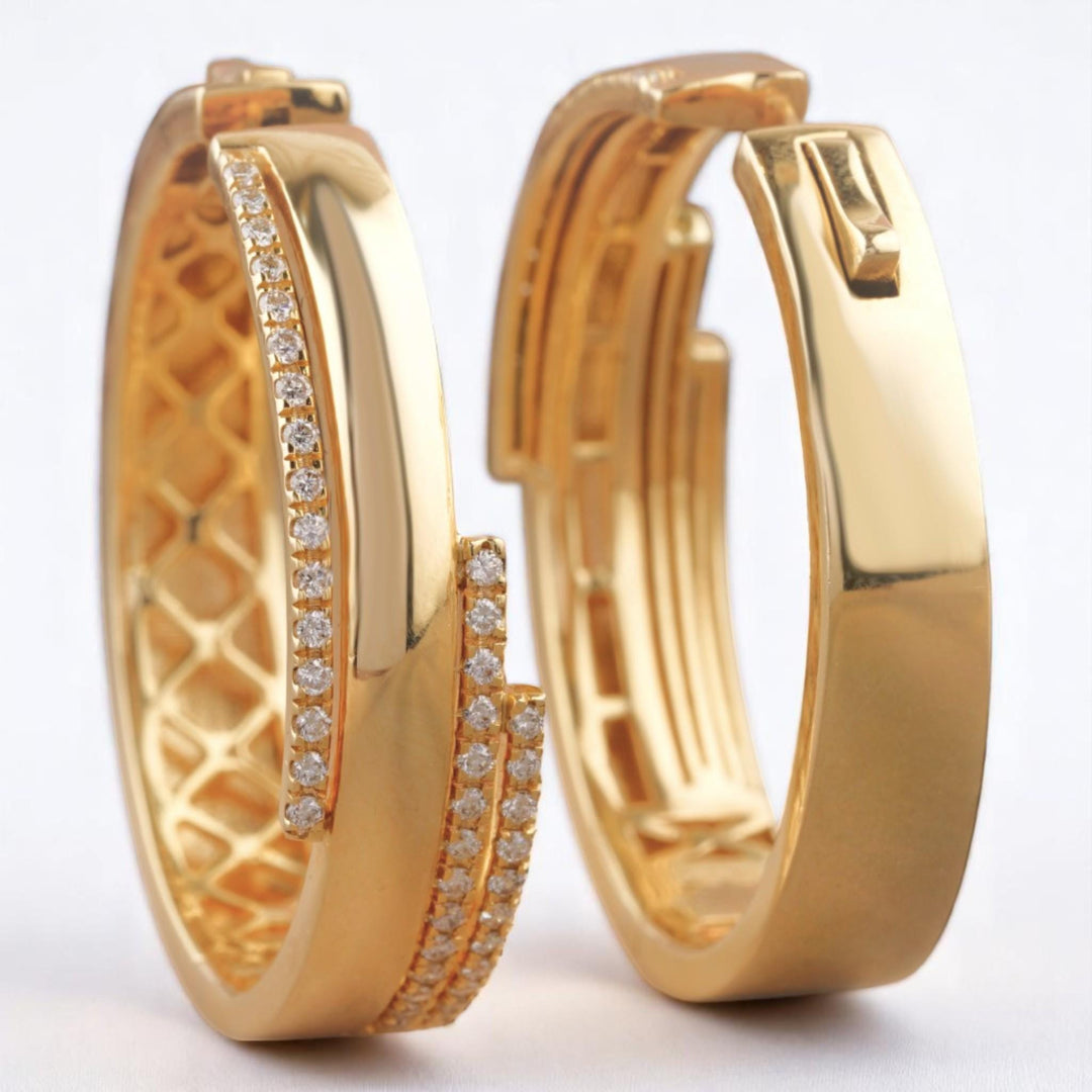 Layered Diamond Hoop Earrings, 14k Solid Gold Earrings, Natural Diamonds, Minimalist Jewelry, Wedding Earrings, Cocktail Statement Earrings