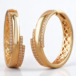 Load image into Gallery viewer, Layered Diamond Hoop Earrings, 14k Solid Gold Earrings, Natural Diamonds, Minimalist Jewelry, Wedding Earrings, Cocktail Statement Earrings