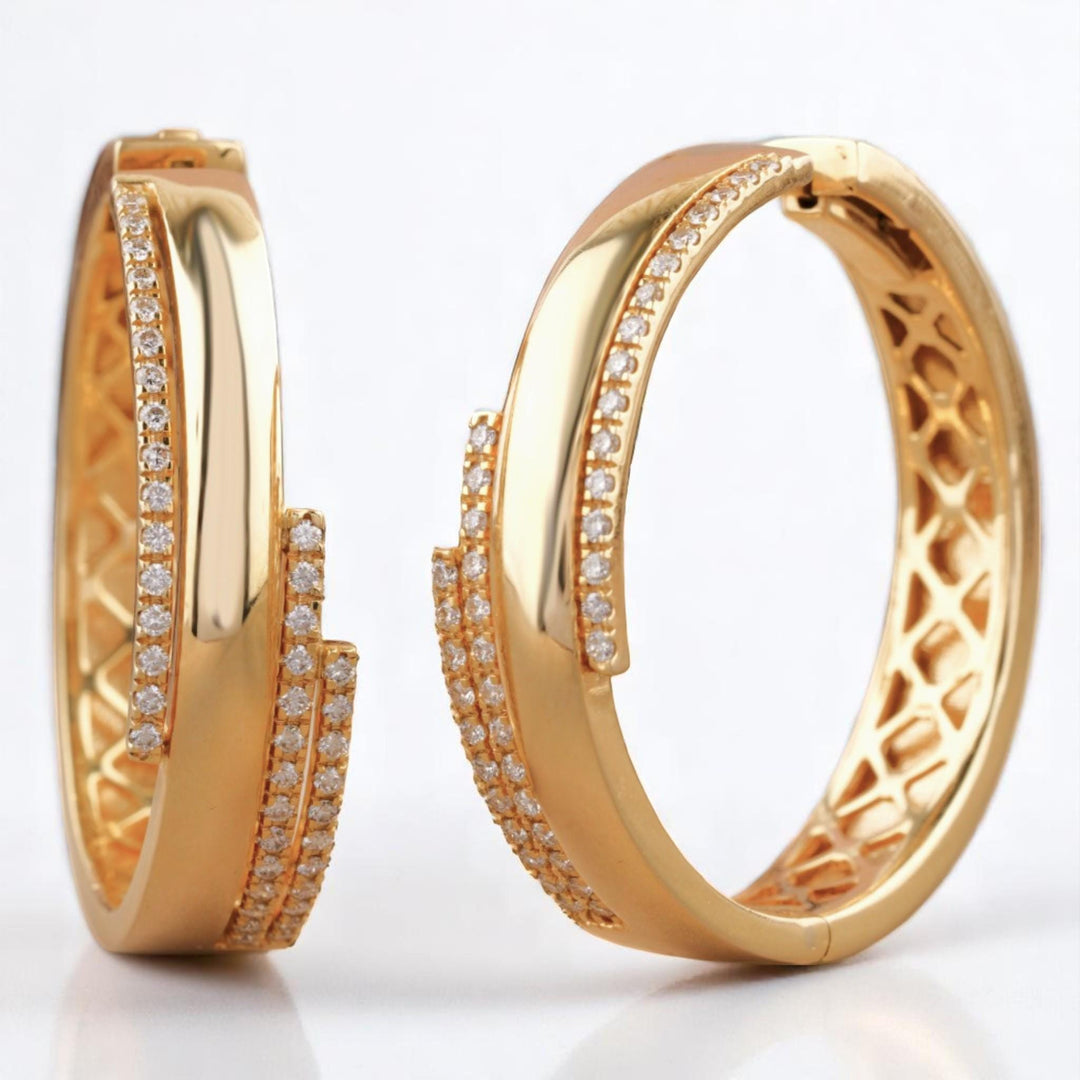 Layered Diamond Hoop Earrings, 14k Solid Gold Earrings, Natural Diamonds, Minimalist Jewelry, Wedding Earrings, Cocktail Statement Earrings