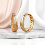 Load image into Gallery viewer, Layered Diamond Hoop Earrings, 14k Solid Gold Earrings, Natural Diamonds, Minimalist Jewelry, Wedding Earrings, Cocktail Statement Earrings