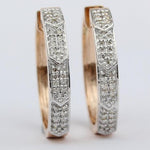 Load image into Gallery viewer, Oval Diamond Earrings, 14k Solid Gold, Natural Diamonds, Geometric Chevron Pavé Hoops, Minimalist Statement Jewelry, Wedding Jewelry