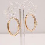 Load image into Gallery viewer, Oval Diamond Hoop Earrings, 14K Solid Gold, Natural Diamonds, Illusion Pave Minimal Jewelry, Bridal Statement Hoops