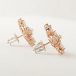 Load image into Gallery viewer, Floral Cluster Diamond Earrings, 14k Solid Gold, Natural Diamond, Marquise Pear Petal Jewelry, Halo Bridal Statement Studs, Cocktail Jewelry