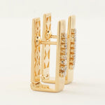 Load image into Gallery viewer, Rectangle Diamond Huggie Earrings, 14k Solid Gold, Natural Diamonds, Geometric Everyday Earrings, Statement Earrings, Minimalistic Earrings