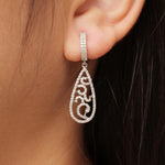 Load image into Gallery viewer, Teardrop Diamond Dangle Earrings, 14k Solid Gold, Natural Diamonds, Filigree Drop Earrings, Bridal Statement Dangles, Openwork Drop Jewelry