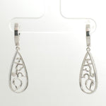 Load image into Gallery viewer, Teardrop Diamond Dangle Earrings, 14k Solid Gold, Natural Diamonds, Filigree Drop Earrings, Bridal Statement Dangles, Openwork Drop Jewelry