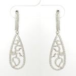 Load image into Gallery viewer, Teardrop Diamond Dangle Earrings, 14k Solid Gold, Natural Diamonds, Filigree Drop Earrings, Bridal Statement Dangles, Openwork Drop Jewelry