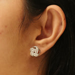 Load image into Gallery viewer, Knot Diamond Stud Earrings, 14k Solid Gold, Natural Diamonds, Pavé Infinity Jewelry, Minimalist Everyday Jewelry, Statement Studs