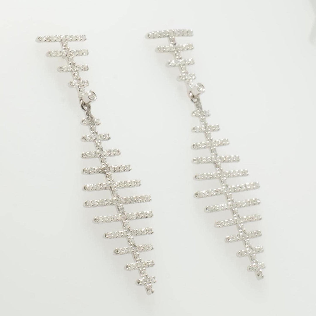 Abstract Dangle Diamond Earrings, 14k Solid Gold, Natural Diamonds, Geometric Linear Jewelry, Modern Statement Jewelry, Bridal Danglers