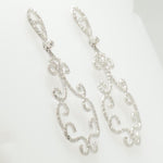 Load image into Gallery viewer, Filigree Chandelier Diamond Earrings, 14k Solid Gold, Natural Diamonds, Scrollwork Dangle Jewelry, Bridal Statement Earring, Wedding Jewelry