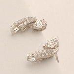 Load image into Gallery viewer, Diamond Climber Stud Earrings, 14k Solid Gold, Natural Diamonds, Everyday Crawler Earrings, Baguette Cluster Illusion Studs, Minimal Jewelry