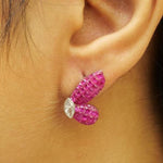 Load image into Gallery viewer, Butterfly Pink Sapphire Diamond Stud Earrings, 14k Solid Gold, Natural Diamonds, Everyday Gemstone Earrings, Statement Cocktail Jewelry