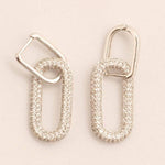 Load image into Gallery viewer, Paperclip Link Diamond Hoop Earrings, 14k Solid Gold, Natural Diamonds, Geometric Long Link Pave Dangle Drop, Modern Minimal Jewelry