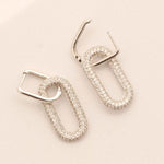 Load image into Gallery viewer, Paperclip Link Diamond Hoop Earrings, 14k Solid Gold, Natural Diamonds, Geometric Long Link Pave Dangle Drop, Modern Minimal Jewelry