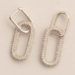 Load image into Gallery viewer, Paperclip Link Diamond Hoop Earrings, 14k Solid Gold, Natural Diamonds, Geometric Long Link Pave Dangle Drop, Modern Minimal Jewelry