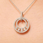 Load image into Gallery viewer, Circle Diamond Halo Pendant, 14k Solid Gold, Natural Diamonds, Bezel Set Necklace, Everyday Minimalistic Stackable Pendant