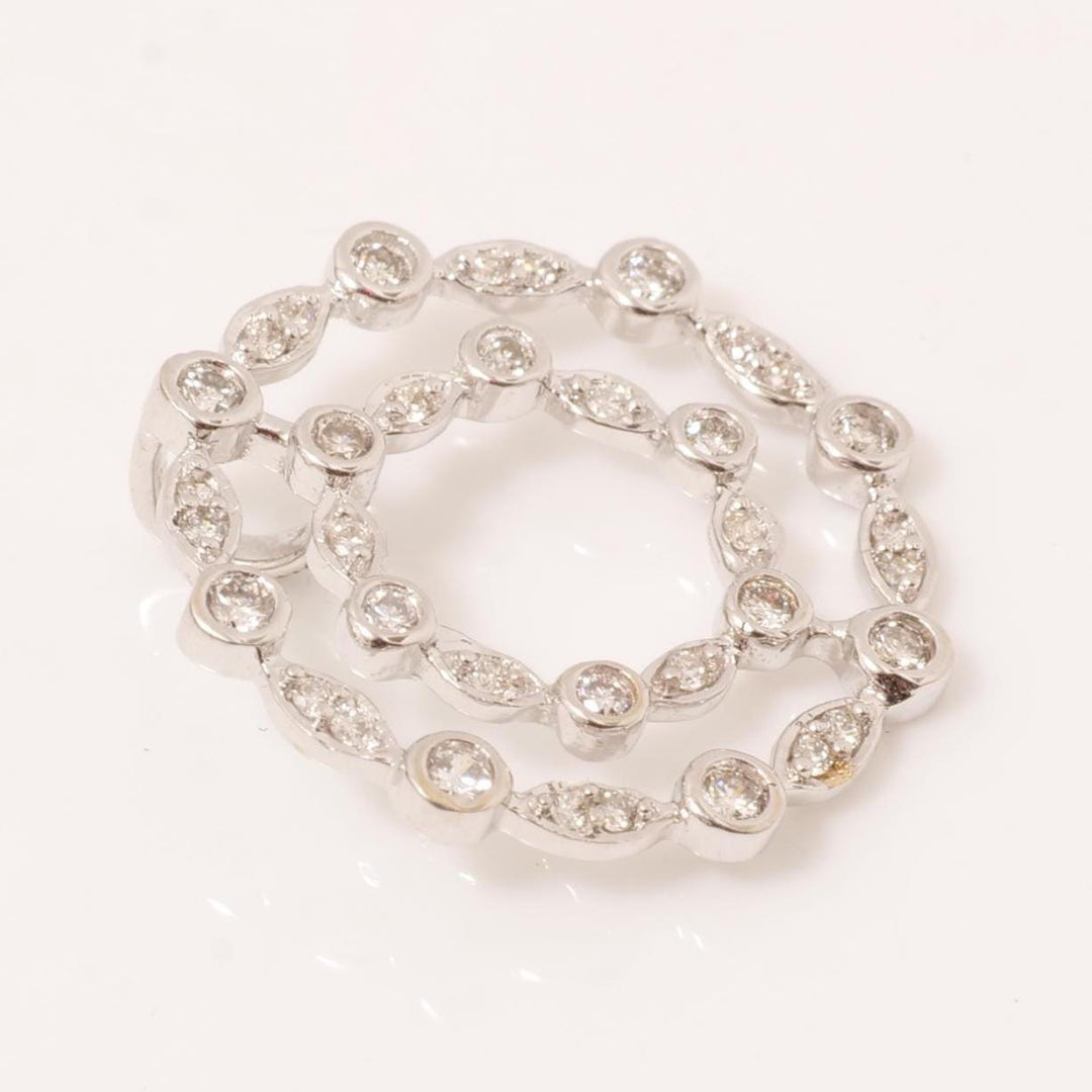 Circle Diamond Pendant Necklace, 14k Solid Gold, Natural Diamonds, Bezel And Illusion Set Pendant, Double Circle Layering Necklace