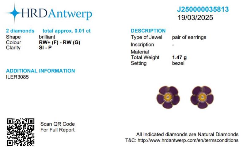 Kids Flower Diamond Earrings, 14k Solid Gold, Natural Diamonds, Colorful Enamel Petals Studs, Gift for girls, Ready To Ship, HRD Certified